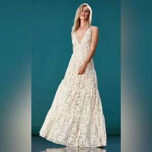 Dress the Population Melina ivory lace fit and flare gown